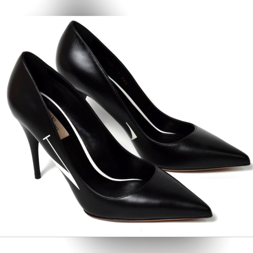 Valentino Garavani Monogram Leather Pointed Toe Heels!